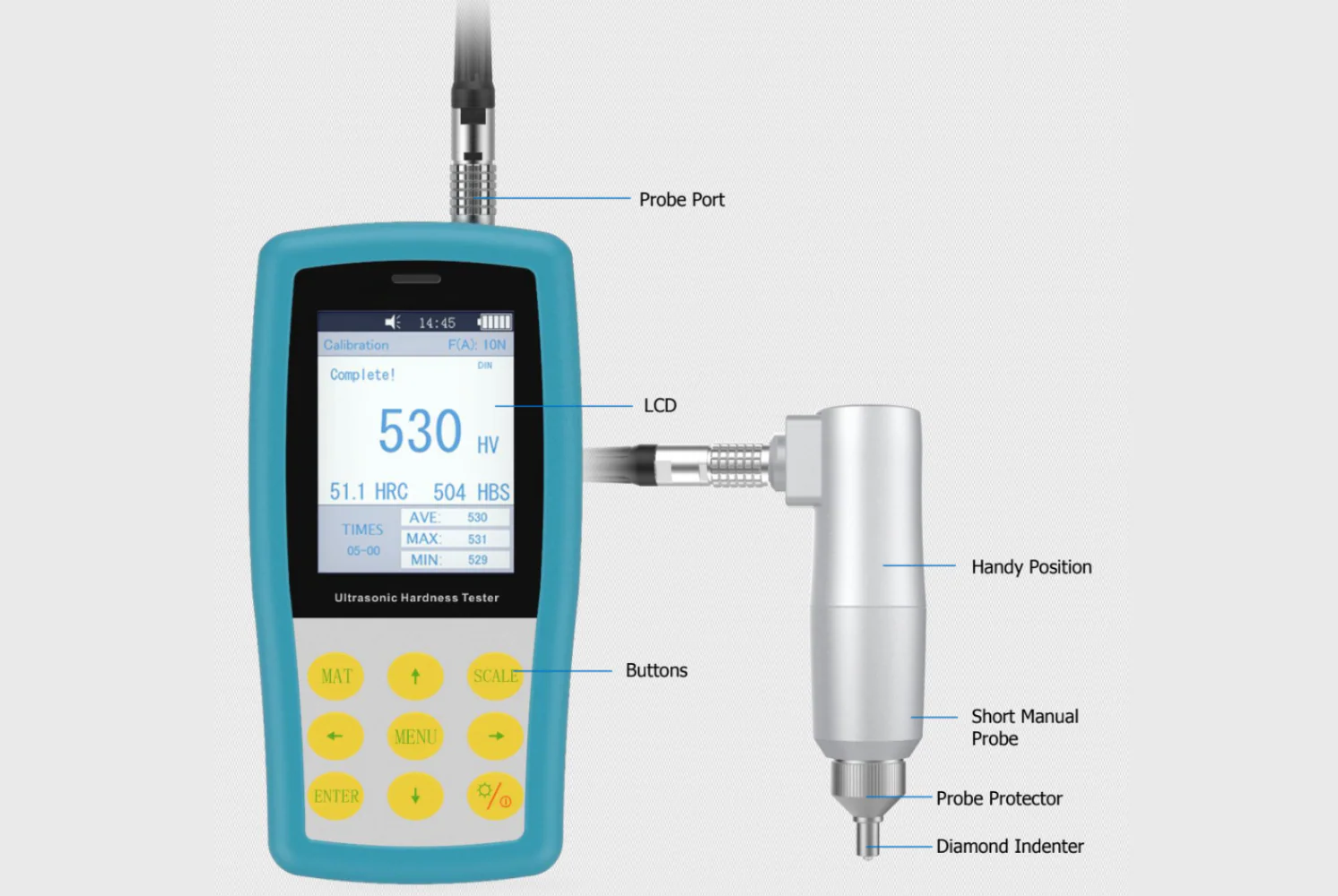 Shortened Probe Ultrasonic Hardness Tester - UCI-3400T - Image 3